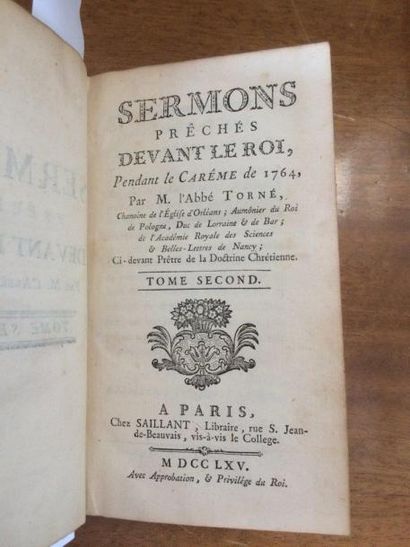 null Sermons de M. Torné (2 tomes) reliures aux armes d'un cardinal