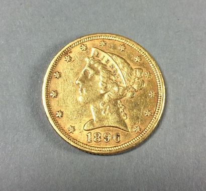 null Pièce de 5 dollars en or 900 millième
Tête de liberté 1896
Poids: 8.35g