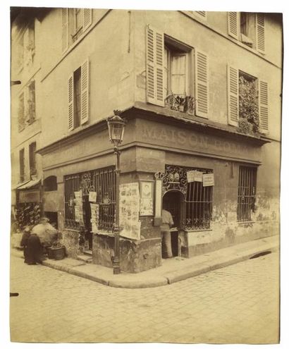 Eugène ATGET Cabaret rue Mouffetard, 1899
Épreuve sur papier albumine? d’e?poque,...