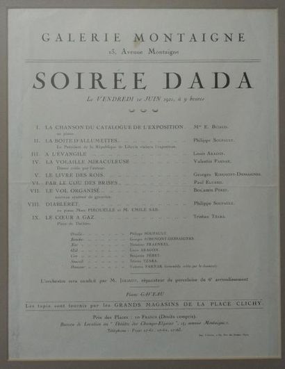 null [DADAÏSME]. SOIRÉE DADA. Paris, Galerie Montaigne, vendredi 10 juin 1921. 27...