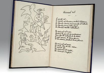 ÉLUARD (Paul) Les Animaux et leurs hommes. Manuscrit autographe, avec dix dessins...