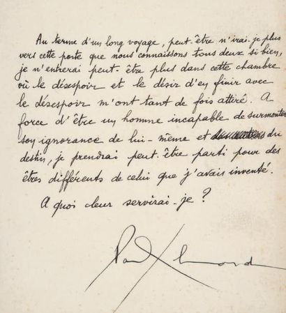 ÉLUARD (Paul) Nuits partagées. Manuscrit autographe signé. [1931]. 9 pages in-4,...