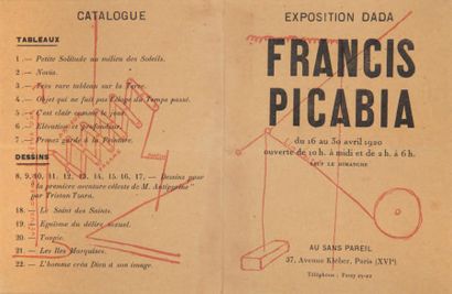 PICABIA Francis EXPOSITION DADA. Paris, Au Sans Pareil, 1920. 2 feuillets in-12 imprimés... Gazette Drouot