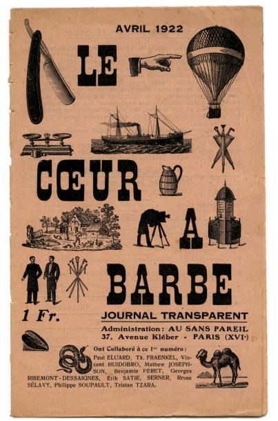 null REVUE. DADA. LE COEUR À BARBE. Journal Transparent. Paris, Au sans pareil, 1922....