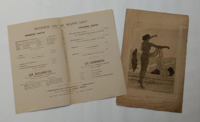 RIBEMONT-DESSAIGNES Georges PROGRAMME POUR LA SOIRÉE DU 16 MARS 1907 et GRAVURE
ORIGINALE...