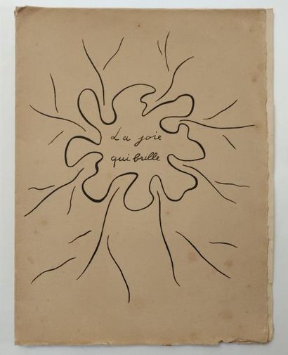 CADOU René-Guy LA JOIE QUI BRILLE. Alès, P.A.B., 1951. Grand in-4, en feuilles, couverture...