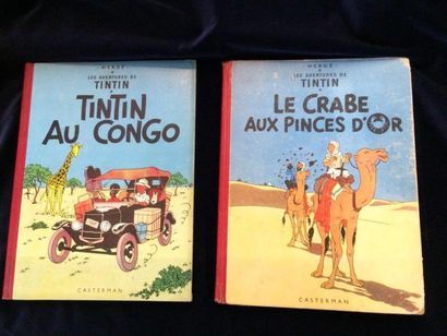 HERGE Tintin Deux albums
- Tintin et le crabe aux pinces d'or, édition de 1947 (état...