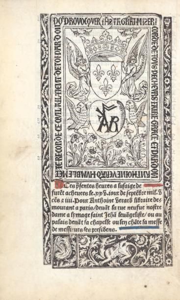 null HEURES. - [Heures de la Vierge Marie à l'usage de?]. [Au colophon]: Paris, Antoine...