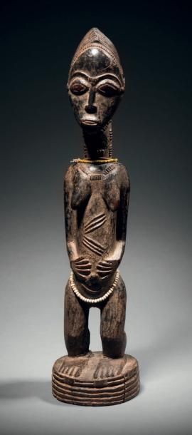 null Statue Baoulé, Côte d'Ivoire
Bois dur à patine brun foncé noir, brillante par...