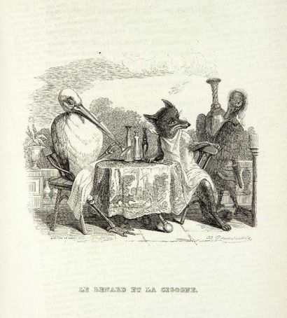 GRANDVILLE (J.-J.). — LA FONTAINE (Jean de) FABLES.
Paris, Fournier aîné, 1838.
2...
