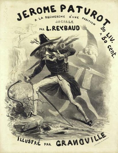 GRANDVILLE (J.-J.) AFFICHE DE LIBRAIRIE pour Jérôme Paturot à la recherche d'une...