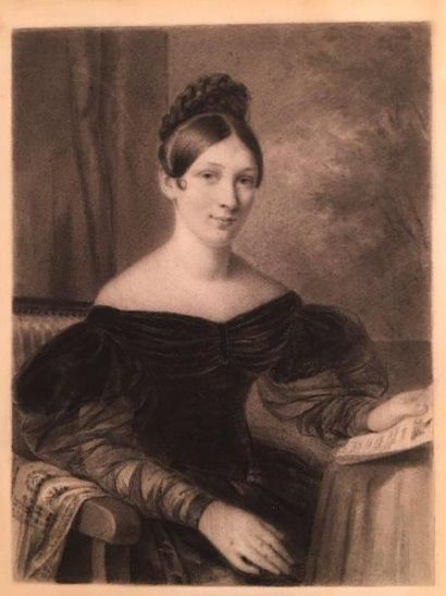 École du XIXe siècle Portrait de femme
Pierre noire
37 x 28 cm
Dans un cadre Emp...