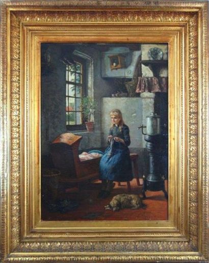 Jean Arnould HEYERMANS (1837-1892) Jeune mère et son enfant
Huile sur toile signée...