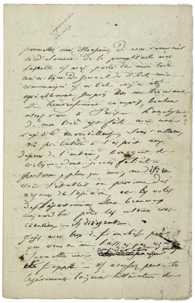 BALZAC (Honoré de) Lettre autographe à Charles de Bernard, signée de Balzac, sans...
