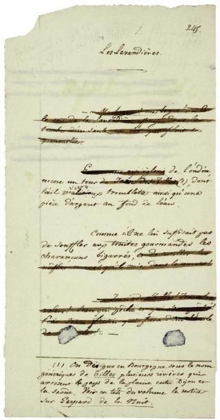 BERTRAND (Aloysius) Les Lavandières.
Poème en prose autographe (ratures et corrections),...