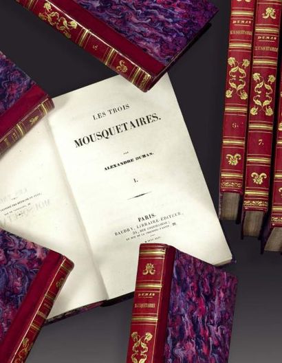 DUMAS (Alexandre) Les Trois Mousquetaires.
Paris, Baudry, 1844. 8 volumes in-8, demi-veau...