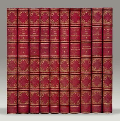 HUGO (Victor) Les Misérables.
Paris, Pagnerre, 1862. 10 volumes in-8, demi-chagrin...