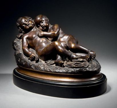 Guillaume GEEFS (1805 - 1883) Les deux enfants endormis
Epreuve en bronze patiné,...