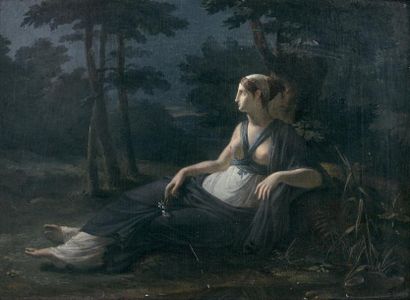 Ecole FRANÇAISE vers 1800, entourage de Pierre Paul PRUD'HON Jeune femme vêtue à...