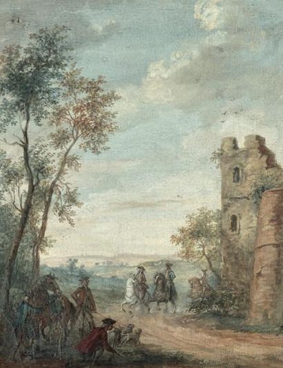 Louis Nicolas van BLARENBERGHE (Lille 1716 - Fontainebleau 1794) Scène de chasse...