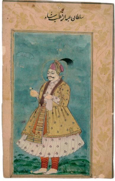 null Deux miniatures indiennes contrecollées: encre, gouache et or sur papier, représentant...