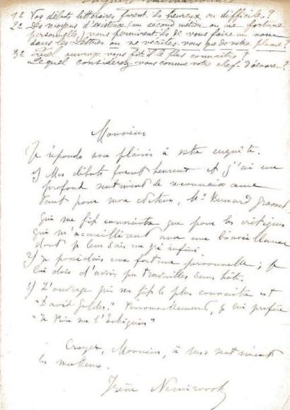 FEMMES CÉLÈBRES Maximes de vie, questionnaires d'Henri Corbière: Alanie (M.); Anjou...