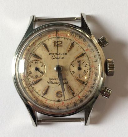 WITTNAUER "Professional Chronograph". No. 3256 228 T.
Chronographe bracelet en acier....