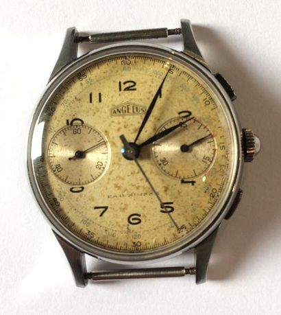 ANGELUS No. 227134.
Chronographe bracelet en acier. Boîtier rond, fonc clippé. Cadran...