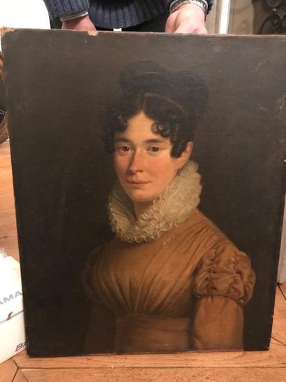 École Française du XIXe siècle Portrait de femme à la colerette
Huile sur toile