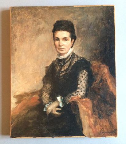 Louis Antoine CAPDEVIELLE (1849-1905) Portrait assis d'Anne Millet
Signé (en bas...