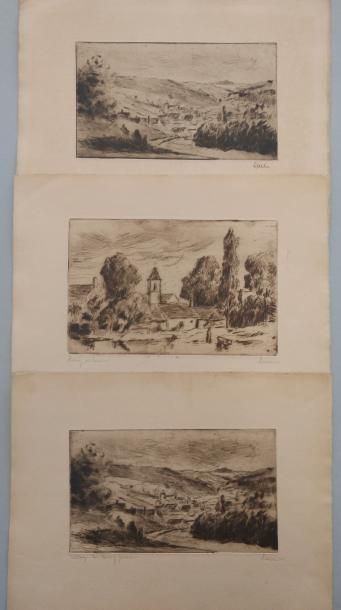 Maximilien LUCE (1858 - 1941) 
Paysages de l'Yonne; Baigneurs... Vers 1895-1900....