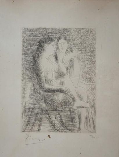 PABLO PICASSO (1881 - 1973) 
Deux nus assis. 1930. Eau-forte. 185 x 255 mm. Bloch...