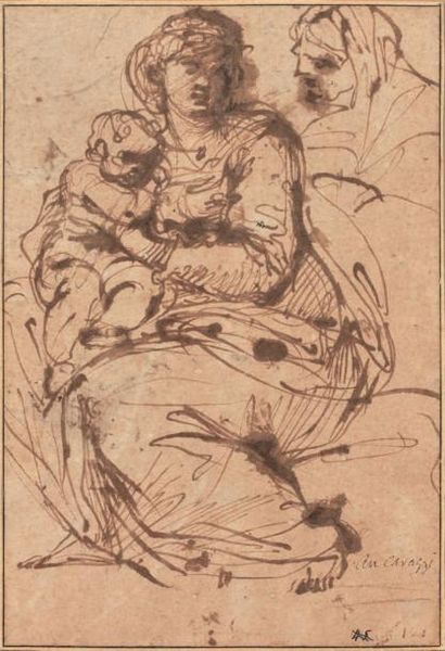 Attribué à Augustin CARRACHE (Bologne 1557-Rome 1602) 
Vierge à l'Enfant avec sainte...