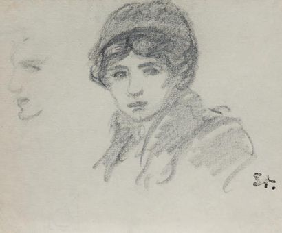 Théophile Alexandre STEINLEN (Lausanne 1859 - Paris 1923) 
Portrait de femme au chapeau...