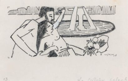Albert GLEIZES (1881 - 1953) 
La Collation galante, 1910
Crayon noir et rehaut de...