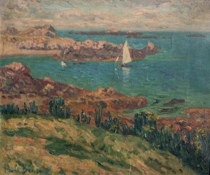 Alcide LE BEAU (1873 - 1943) 
Les Iles Chausey
Huile sur toile Signée en bas à gauche
Titrée...