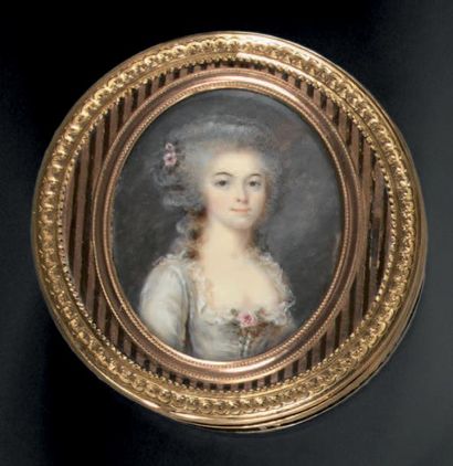 Pierre-Adolphe HALL (Boras, 1739 - Liège, 1793) 
Portrait de jeune fille en robe...