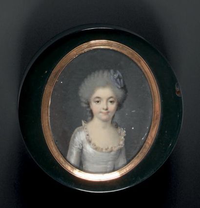 Claude BORNET (Paris, 1733 - Paris, 1804) 
Portrait d'une jeune fille en robe de...
