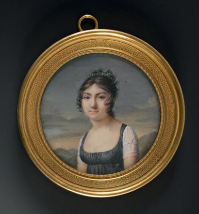Ecole FRANCAISE vers 1800 
Portrait de la comtesse Hay de Slade, née de Monti en...