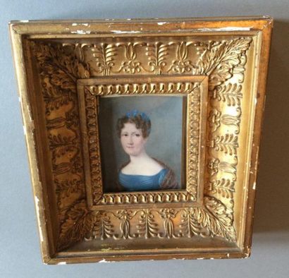 Josephine LHOEST (active au XIXe siècle) Portrait de femme en buste, vêtue d'une...