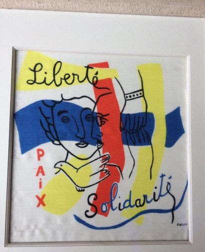 D'après Fernand LEGER Liberté, Paix, Solidarité
Sérigraphie sur tissu
Pochette