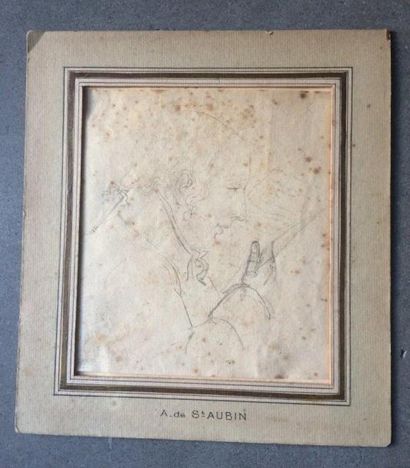 Dans le goût d'Augustin de SAINT-AUBIN (1736 - 1807) Portrait d'homme lisant de profil
Graphite...