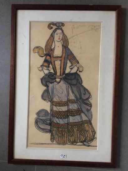 Attribuée à Maxime DETHOMAS (1867-1929) Maquette de costume féminin
Aquarelle, gouache...