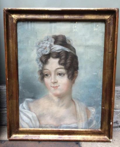 École du XIXe siècle Portait de femme au turban blanc
Pastel
41.5 x 32 cm
Accide...