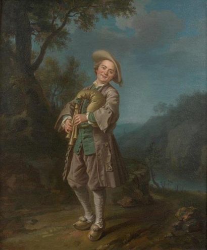 Jean-Baptiste CHARPENTIER (PARIS 1728 - 1806) Le joueur de cornemuse dans un paysage
Sur...