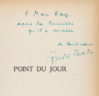 BRETON André. POINT DU JOUR.
Paris, Gallimard, 1934. In-12, Bradel pleine toile,...