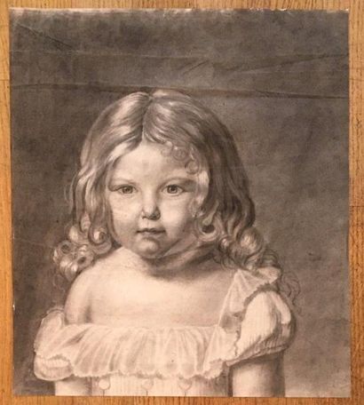 null ECOLE FRANCAISE DU XIXe SIECLE 

Portrait d'enfant 

Pierre noire 

44 x 38...