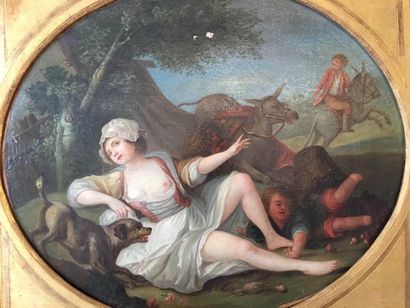 null Ecole du XIXe siècle
Scènes érotiques
Deux huiles sur toile ovales encadrée...