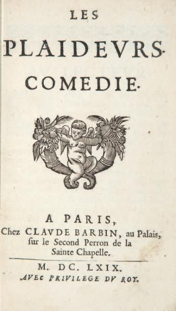 RACINE (Jean). Les Plaideurs, comedie. Paris, Claude Barbin, 1669. In-12, maroquin...