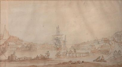 PIERRE OZANNE (1737-1813) Port de Brest, Vue du fond de l'arsenal
Port de Brest,...